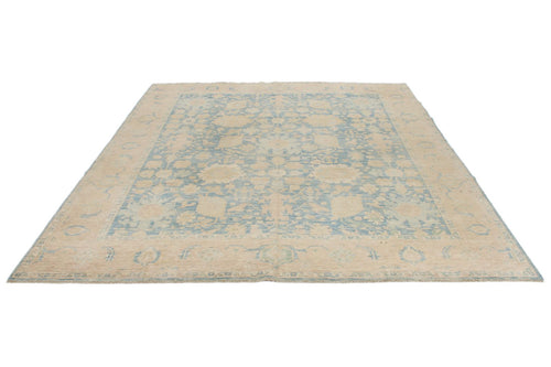 8x10 Light Blue and Ivory Traditional Rug