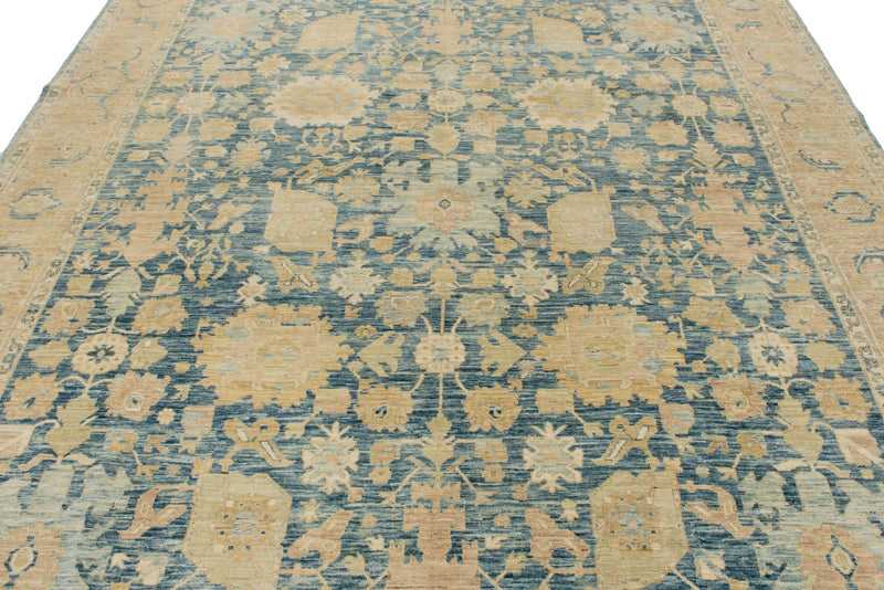 8x10 Light Blue and Ivory Traditional Rug