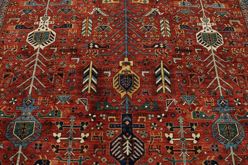 8x10 Red and Multicolor Traditional Rug