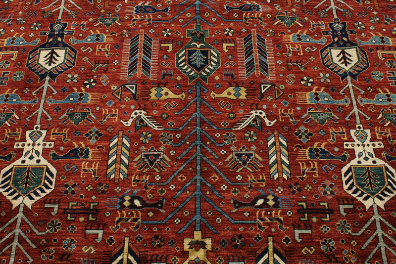 8x10 Red and Multicolor Traditional Rug