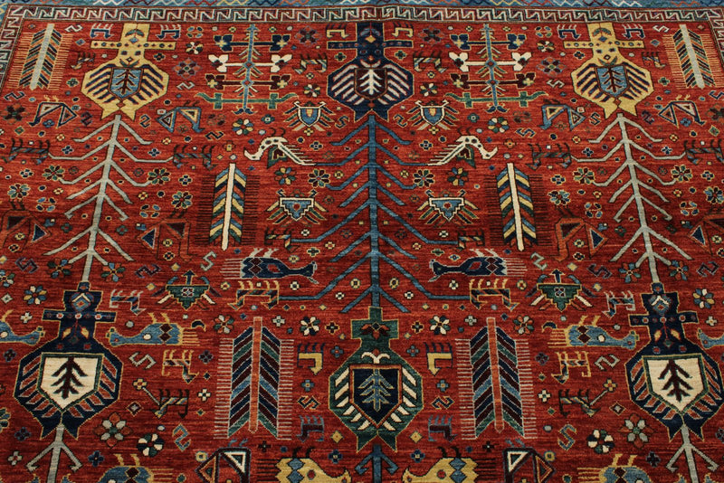 8x10 Red and Multicolor Traditional Rug