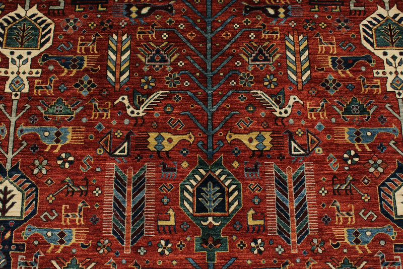 8x10 Red and Multicolor Traditional Rug