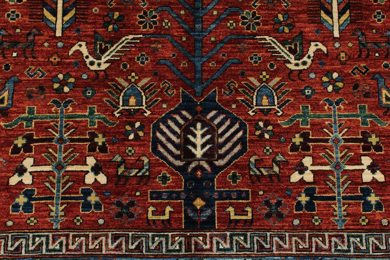 8x10 Red and Multicolor Traditional Rug