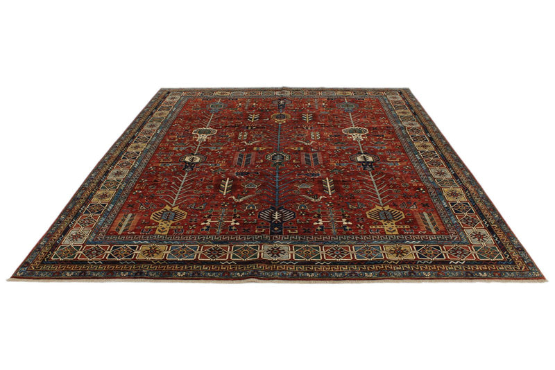 8x10 Red and Multicolor Traditional Rug