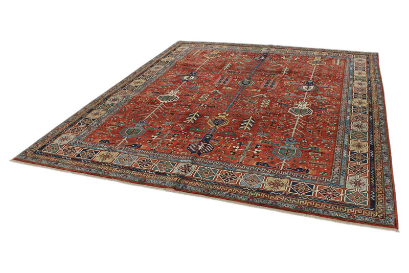 8x10 Red and Multicolor Traditional Rug