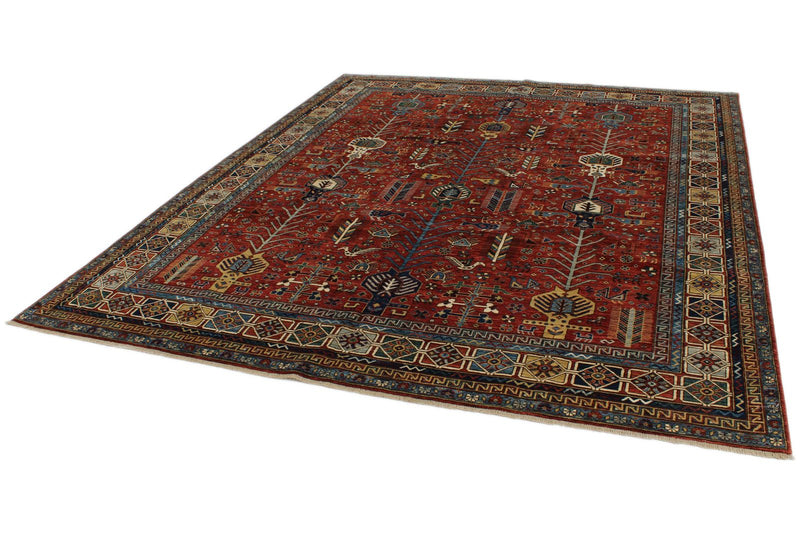 8x10 Red and Multicolor Traditional Rug