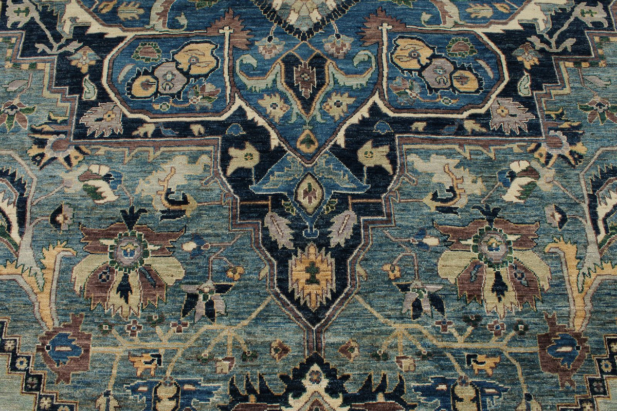 12x15 Gray and Navy Anatolian Traditional Rug