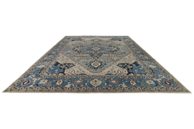 12x15 Gray and Navy Anatolian Traditional Rug