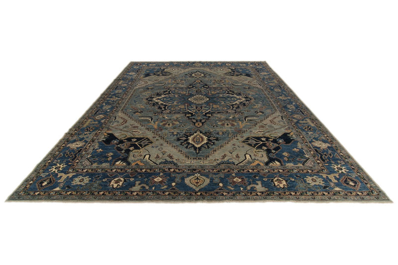 12x15 Gray and Navy Anatolian Traditional Rug