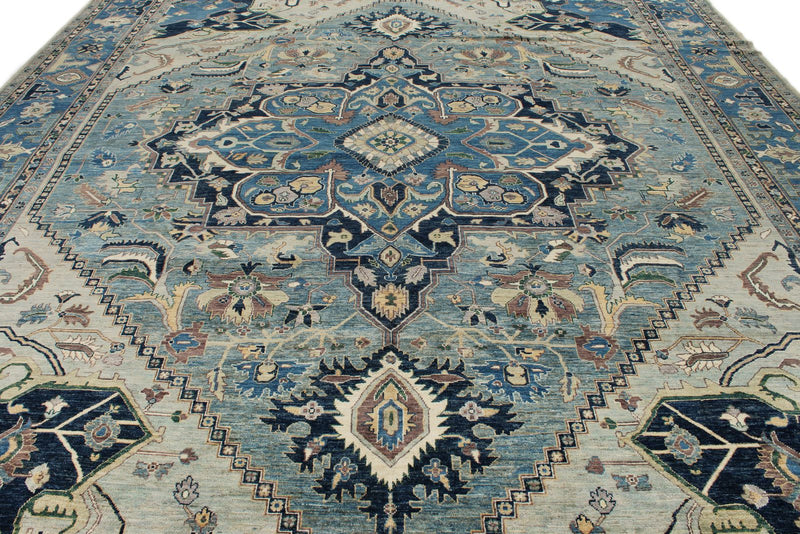 12x15 Gray and Navy Anatolian Traditional Rug