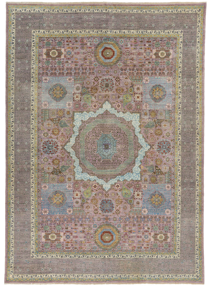 10x14 Purple and Ivory Traditional Rug