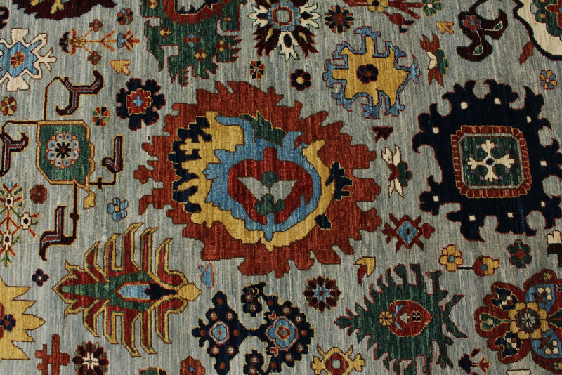 10x14 Gray and Navy Traditional Rug