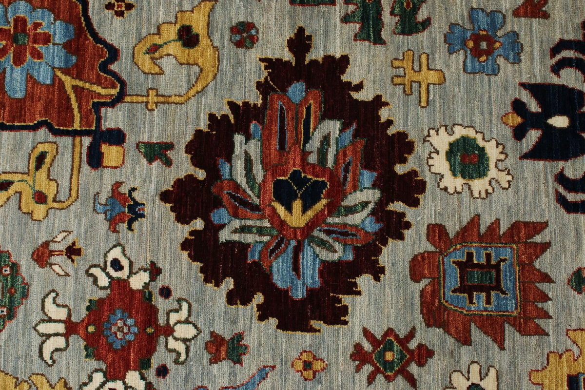 10x14 Gray and Navy Traditional Rug