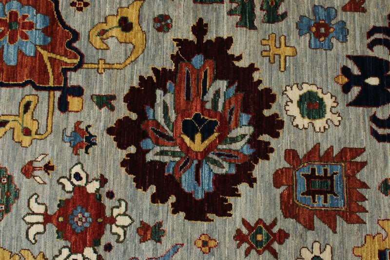 10x14 Gray and Navy Traditional Rug