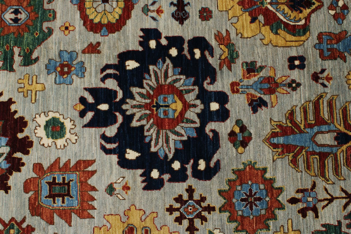 10x14 Gray and Navy Traditional Rug