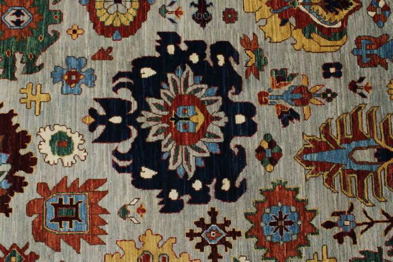 10x14 Gray and Navy Traditional Rug
