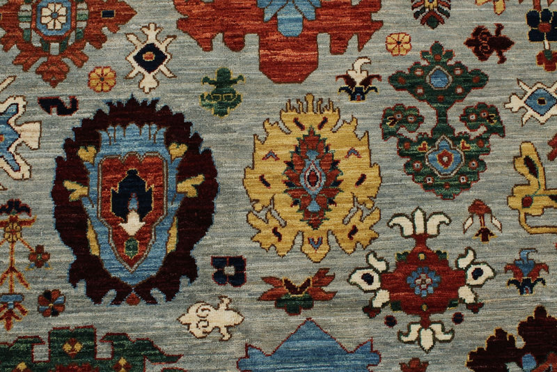 10x14 Gray and Navy Traditional Rug