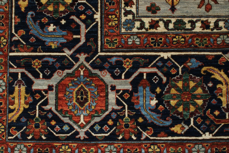 10x14 Gray and Navy Traditional Rug