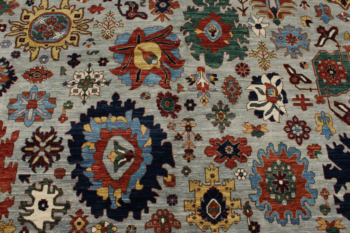 10x14 Gray and Navy Traditional Rug