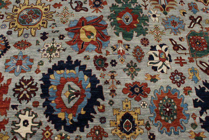 10x14 Gray and Navy Traditional Rug