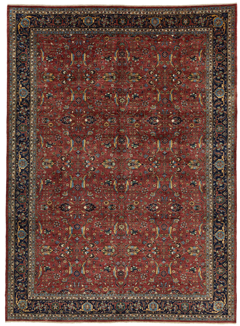 10x14 Red and Navy Traditional Rug