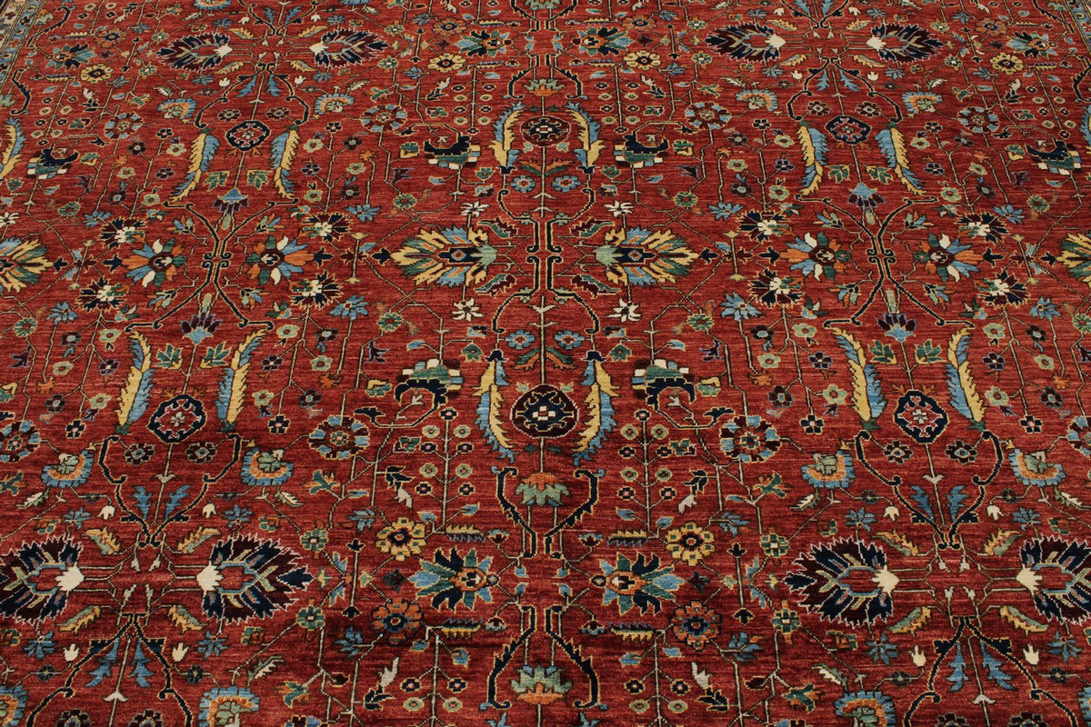 10x14 Red and Navy Traditional Rug