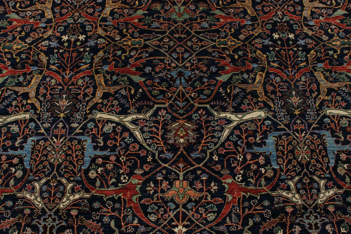 8x10 Navy and Multicolor Anatolian Traditional Rug