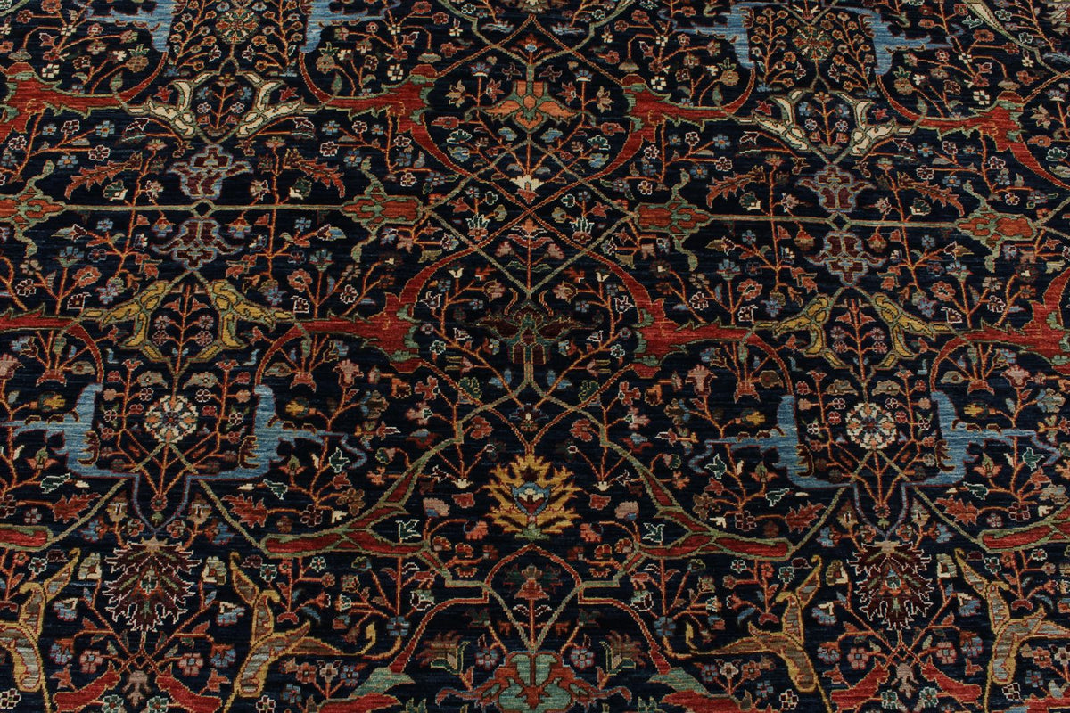 8x10 Navy and Multicolor Anatolian Traditional Rug