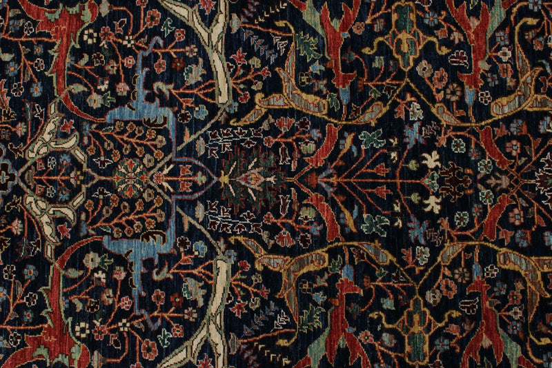 8x10 Navy and Multicolor Anatolian Traditional Rug