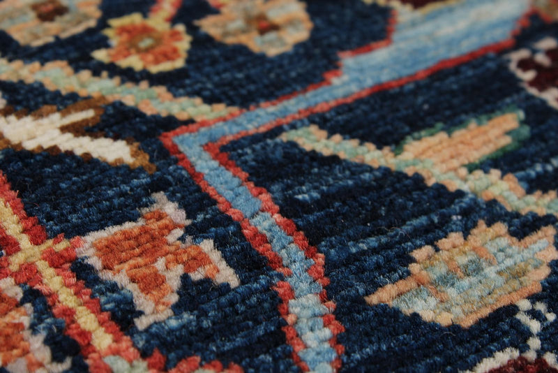 8x10 Navy and Multicolor Anatolian Traditional Rug