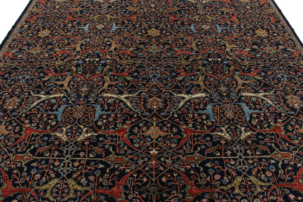 8x10 Navy and Multicolor Anatolian Traditional Rug