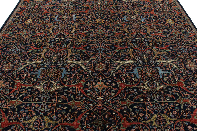 8x10 Navy and Multicolor Anatolian Traditional Rug