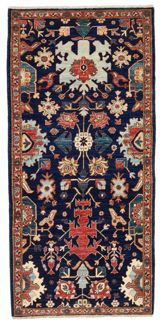 3x6 Navy and Multicolor Traditional Runner