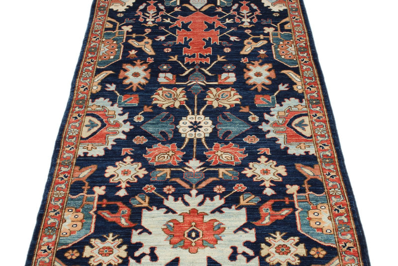 3x6 Navy and Multicolor Traditional Runner