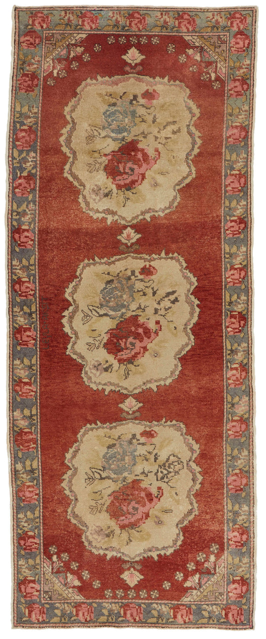 4x10 Red and Gray Turkish Tribal Runner