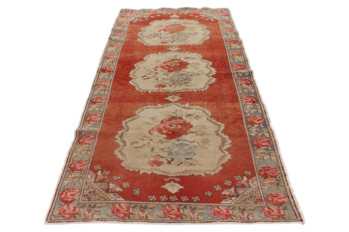 4x10 Red and Gray Turkish Tribal Runner