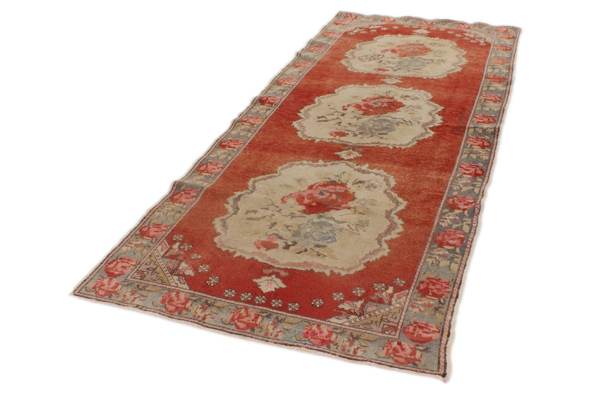 4x10 Red and Gray Turkish Tribal Runner