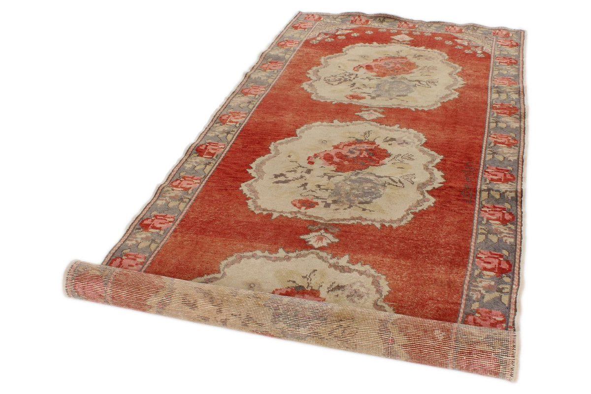 4x10 Red and Gray Turkish Tribal Runner