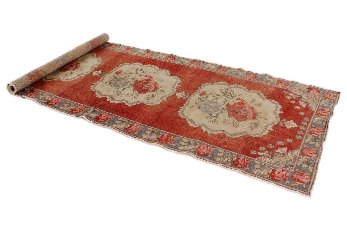 4x10 Red and Gray Turkish Tribal Runner