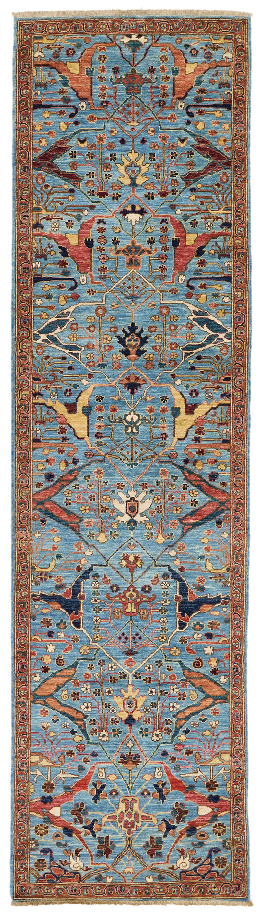 3x10 Blue and Multicolor Traditional Runner