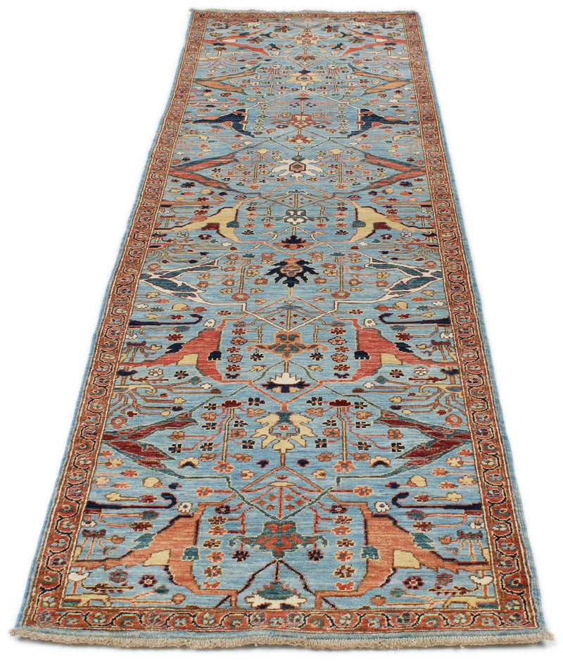 3x10 Blue and Multicolor Traditional Runner