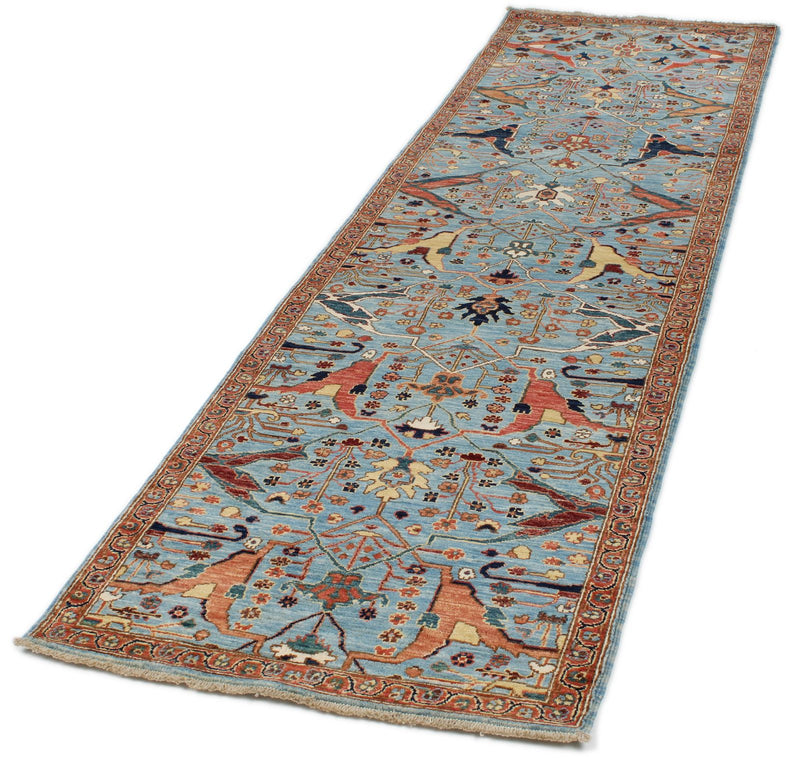 3x10 Blue and Multicolor Traditional Runner