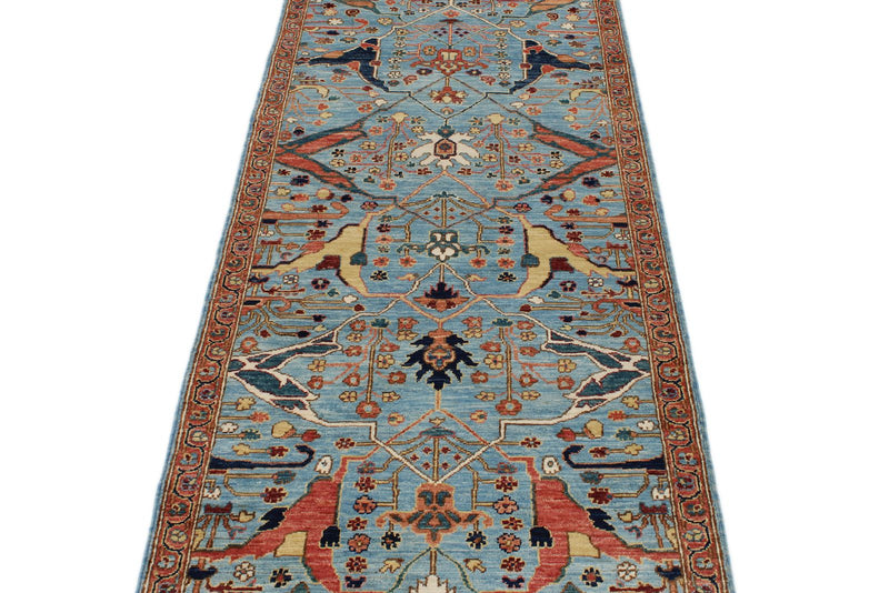 3x10 Blue and Multicolor Traditional Runner