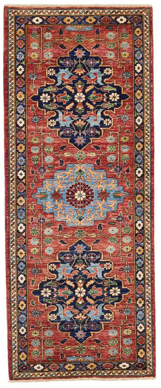 3x7 Red and Navy Anatolian Traditional Runner