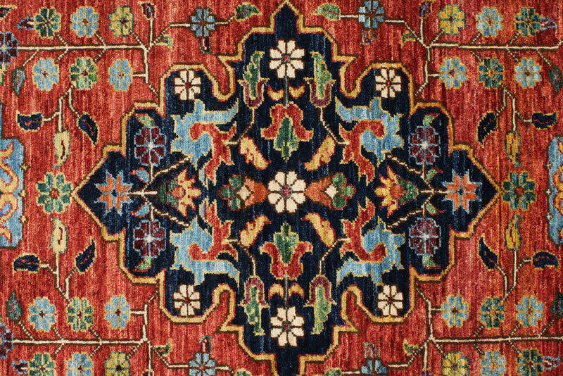 3x7 Red and Navy Anatolian Traditional Runner
