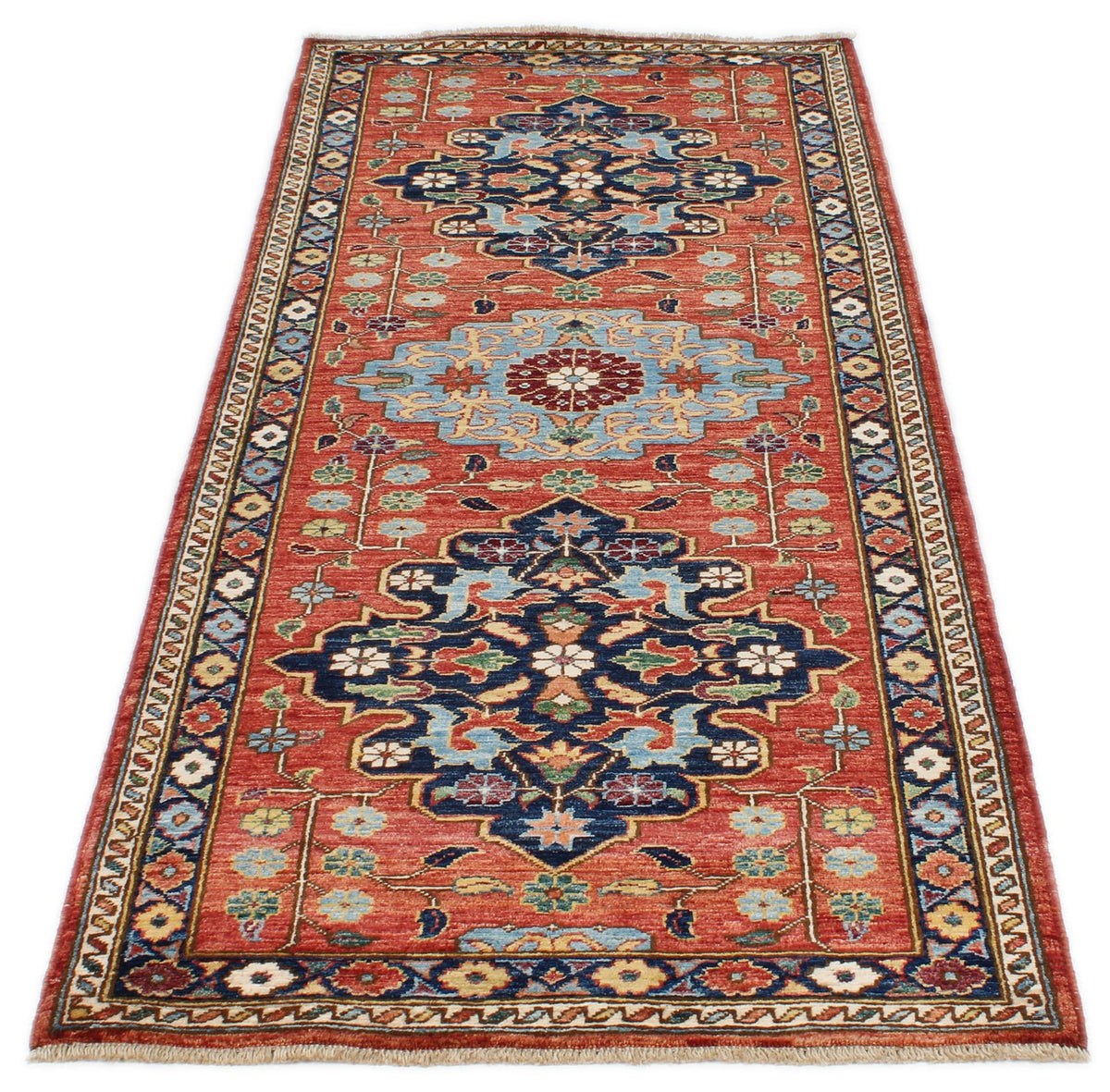 3x7 Red and Navy Anatolian Traditional Runner