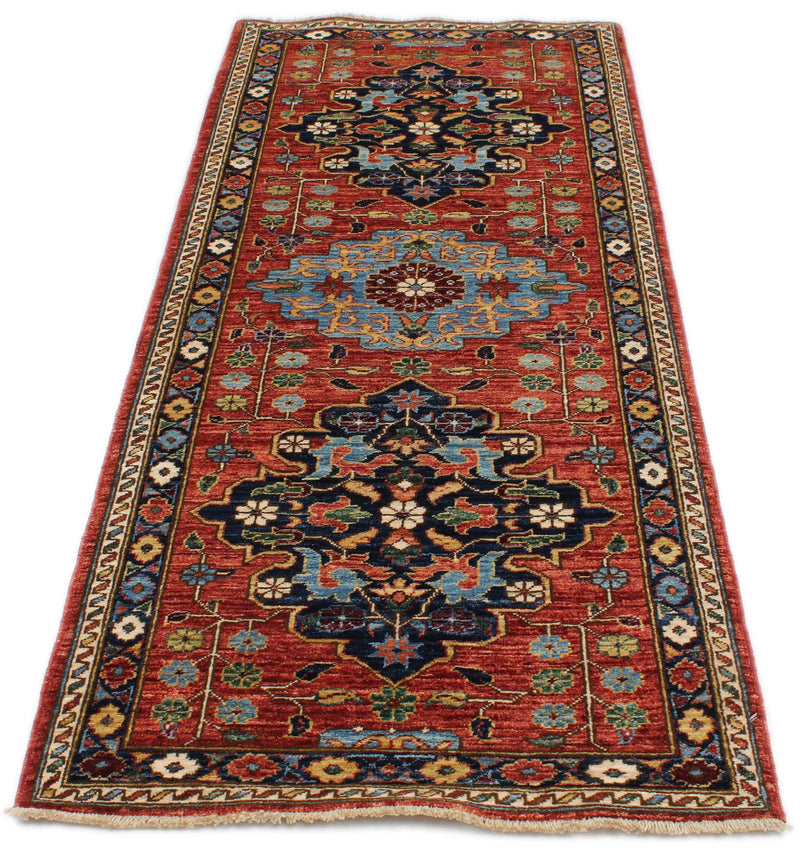 3x7 Red and Navy Anatolian Traditional Runner