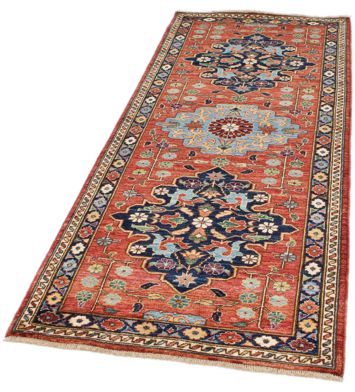 3x7 Red and Navy Anatolian Traditional Runner