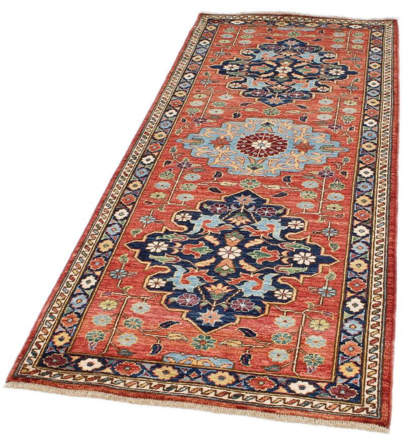 3x7 Red and Navy Anatolian Traditional Runner