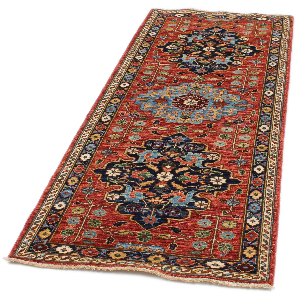 3x7 Red and Navy Anatolian Traditional Runner